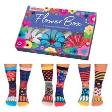 United Oddsocks Flower Box Of 6 Odd Socks Women Floral Mismatched UK 4-8 Gift