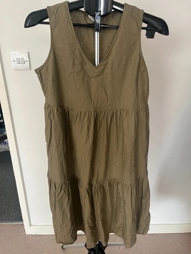 Woman khaki linen tiered - woman,