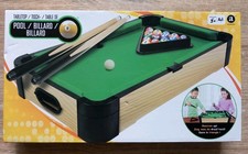 Tabletop Pool / Billiard Game - 16" X 8.75" Wood Pool Table, 16 Balls And 2 Cues