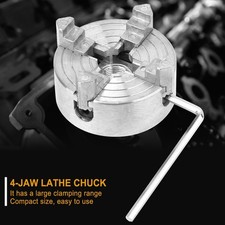 4-Jaw Lathe Chuck Zinc Alloy Wood Lathe Chuck with Wrench and Connecting