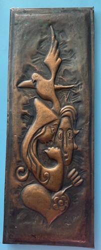 Vintage 1947 copper relief - vintage,