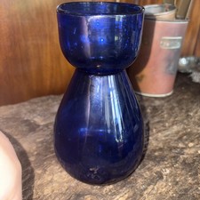 Antique Cobalt Blue Glass Hyacinth Bulb Forcing Flower Vase Pontil Mark