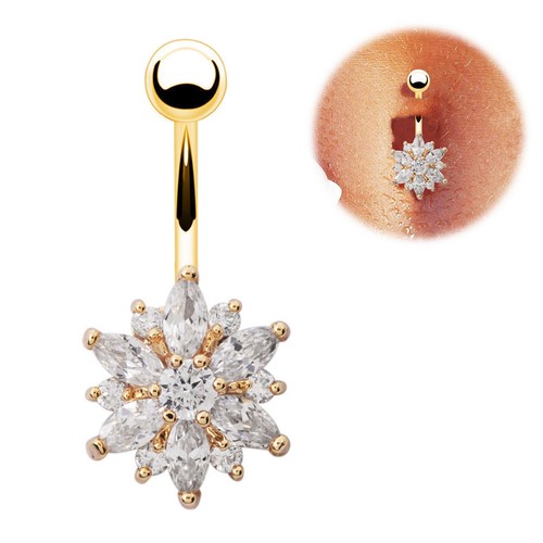 Gold rose belly button - ,