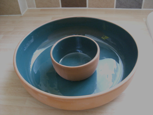 Terracotta olive serving dish - serving,