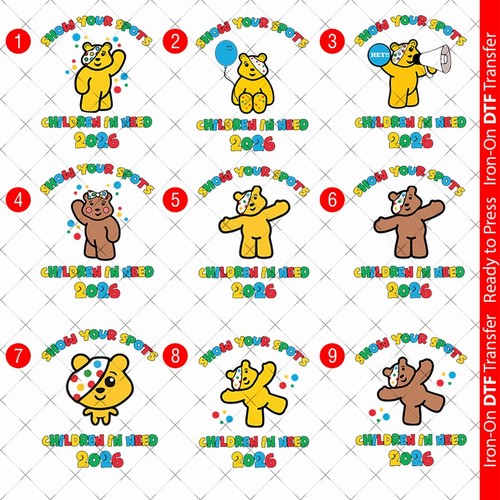 Pudsey bear iron dtf - pudsey,