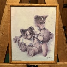 Ruane Manning Picture Of 2 Dogs And A Teddy Bear, Framed 