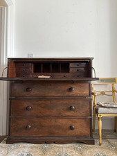 Early 19thC Campaign Chest Secretaire, 2 Sections C1830, Rosewood and Mahogany