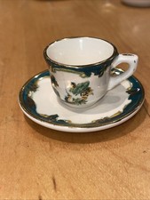 Masons Chartreuse Miniature Tea Set Cup & Saucer, Green & Gold, Rare, VGC