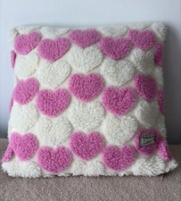 Lovely Fluffy Heart Design Cushion In Pink Brand New Handmade