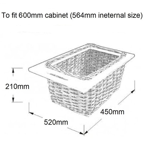 Wicker pull out basket kitchen - out,