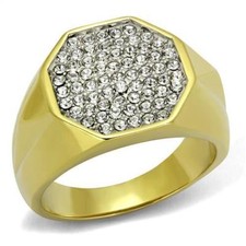 Mens gold ring cz cluster pave