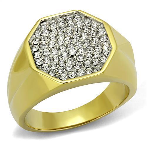 Mens gold ring cluster - gold, pave