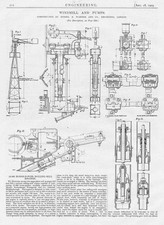 Windmill and Pumps Built by Warner and Co Antique Engineering Print 1905