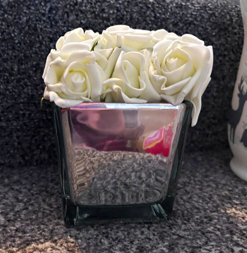 Square clear glass vase with - clear,