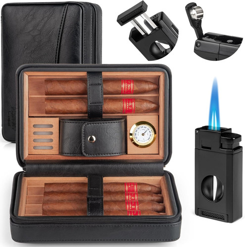 Cigar humidor leather cedar - cigar,