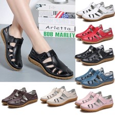 Ladies Summer Sandal Hollow Flat Sandals Womens Nonslip Closed Toe Beach Shoes