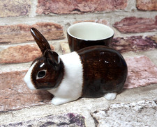 Quail Rabbit Bunny Egg Cup Ceramics Dutch  Brown & White