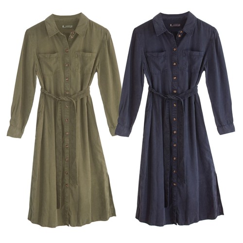Shirt dress with - waist, in