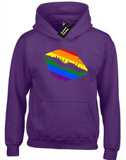 KISS PRIDE HOODY HOODIE RAINBOW FLAG LGBT GAY LESBIAN LOVE MANCHESTER COOL TOP
