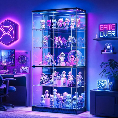 Glass display cabinet with rgb - display,