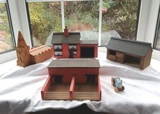 Vintage Wooden Village Church, Cottage, Stables, Pig Sty Hand Made 