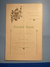 1st Bn R Inniskilling Fusiliers Tientsin Signed Menu Card 2 November 1912