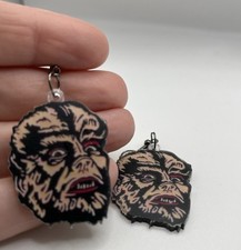Wolf Man Face Dangle Earrings Great For Horror Fans & Halloween