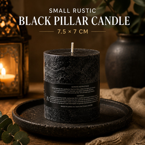 Qualit black pillar candle - qualit,