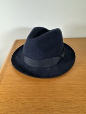 Failsworth Chester Navy 100% Wool Trilby Fedora Ha,t Size 57cm NWT