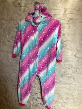 BNWOT Unicorn Fleece all In One Sleepsuit Dressing Gown size 120 Fit 5  6 Years
