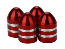 Metallic RED Metal Steel Dust Valve Wheel Tyre Caps (DC6) fits Classic (M)
