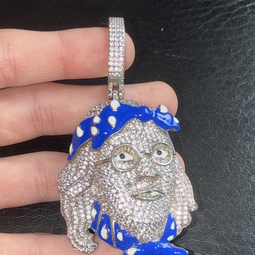 White gold plated blue enamel - white,
