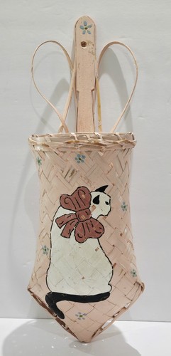 Wall pocket cat painted pink - pocket,