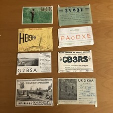 60x QSL cards ham radio Some w Bureau stamps 1950s Worldwide Corners Stuck