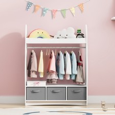 Kids Wardrobe Clothes Hanging Drawer Storage Cabinet Open Wardrobe Furniture New