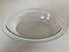 JAJ Pyrex Clear Glass Oval Pie Small Dish with Lipped Rim Excellent Vintage