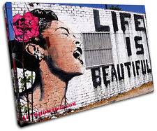 Life is Beautiful  Banksy Street SINGLE CANVAS WALL ART Picture Print VA