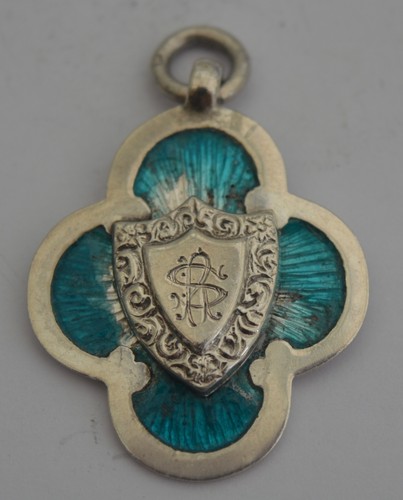 Enamel shield silver fob - shield,