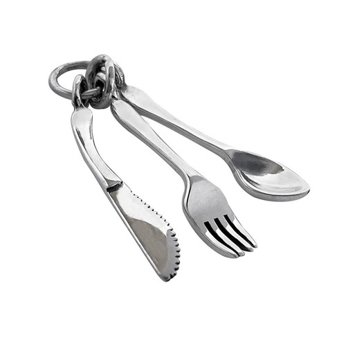 Sterling silver cutlery charm - cutlery,