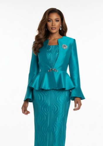 Vibrant piece teal peplum - 3,