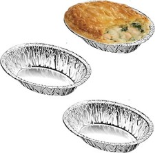 Individual Oval Pie Foil Tins 4 x 5 Inch Trays Disposable Recyclable Dish Case