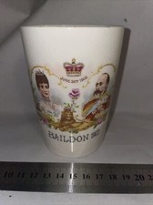 EDWARD VII & QUEEN ALEXANDRIA CERAMIC BEAKER 1902 BY FATTORINI & SONS