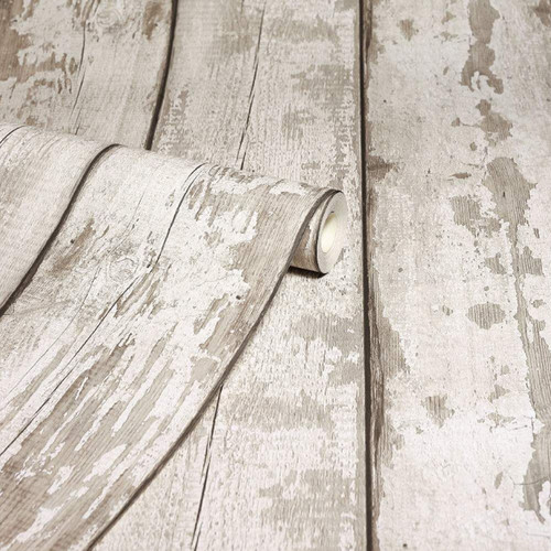 White washed wood wallpaper - white,