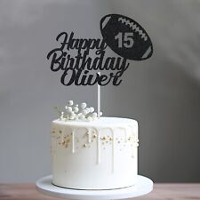 Personalised Rugby Ball Cake Topper - Custom Name & Age Birthday Decor