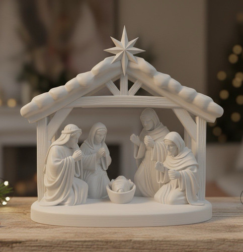 White christmas nativity scene - christmas,