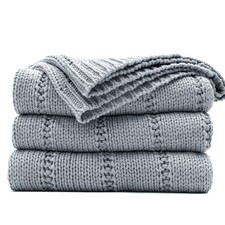 Cable Knit Light Grey Throw