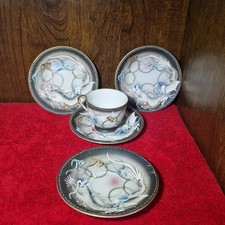 Vintage Japanese Moriage Dragon Tea Set – Cup, Saucer & 3 Plates – “Foreign”...