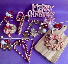 Christmas Bundle Of Candy Cane And Gingerbread Decorations Ideal For Table Decor