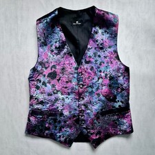 Vintage Jose Piscador Mens Multicolour Floral Patern Waistcoat Pockets Large VGC