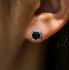 Pure 925 Sterling Silver Round 10MM Cubic Zirconia Crystal Stud Classic Earrings